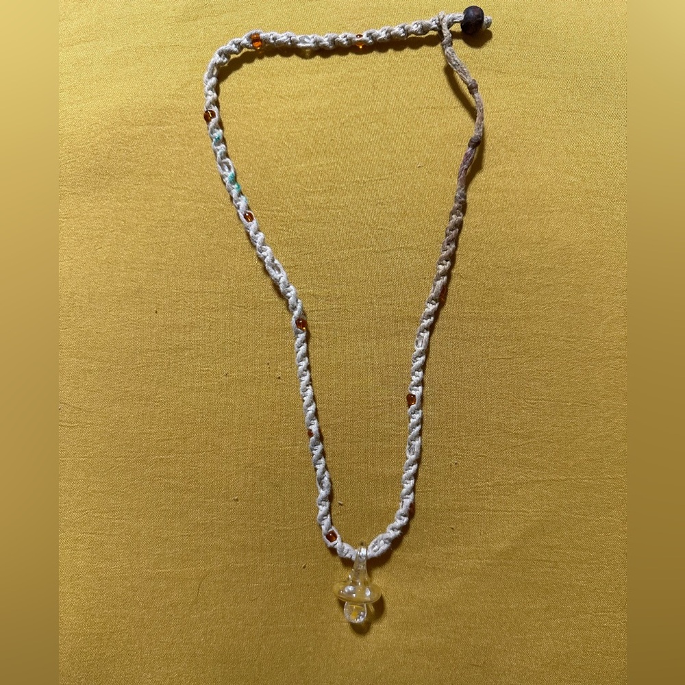 Hemp mushroom necklace